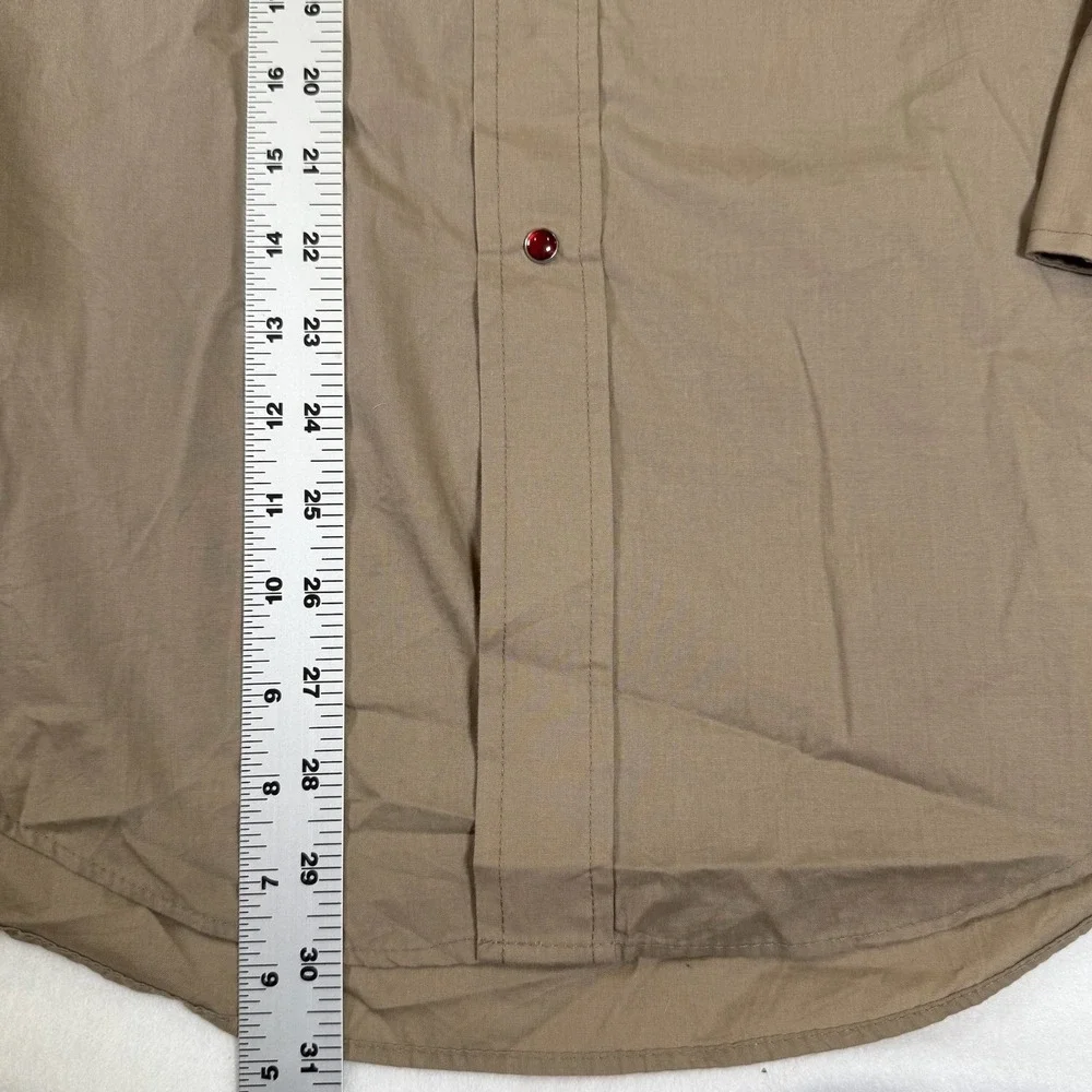 Vintage Flying Ranchwear Ruddock Tan Long Sleeve Western Pearl Snap Shirt Medium